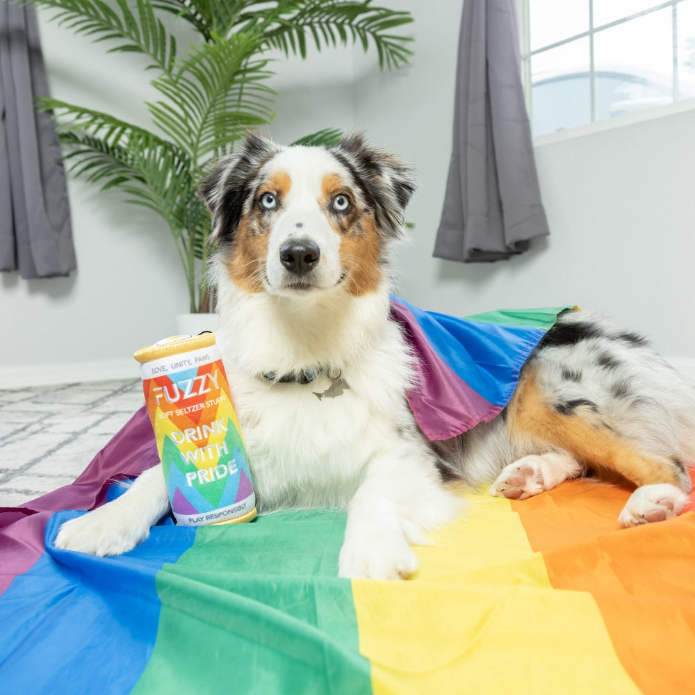 Fuzzy Soft Seltzer Dog Toy - 30% Off