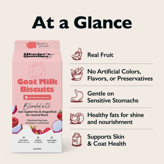 Spring Collection Goat Milk Dog Biscuits – Raspberry & Dragonfruit (Limited)- 5oz
