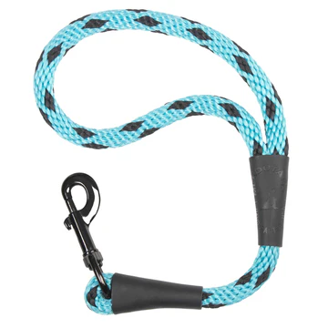 Mendota Pet Snap Traffic Leash handle in blue and black, with a black snap hook