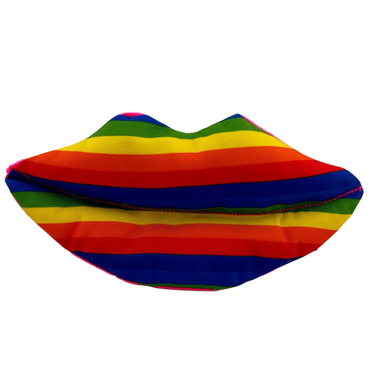 American Dog Rainbow/Pride Collection lip-shaped dog toy with rainbow stripes