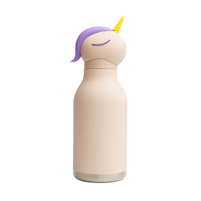 Asobu Bestie Animal Bottle 16oz, unicorn design with a yellow horn and purple hair