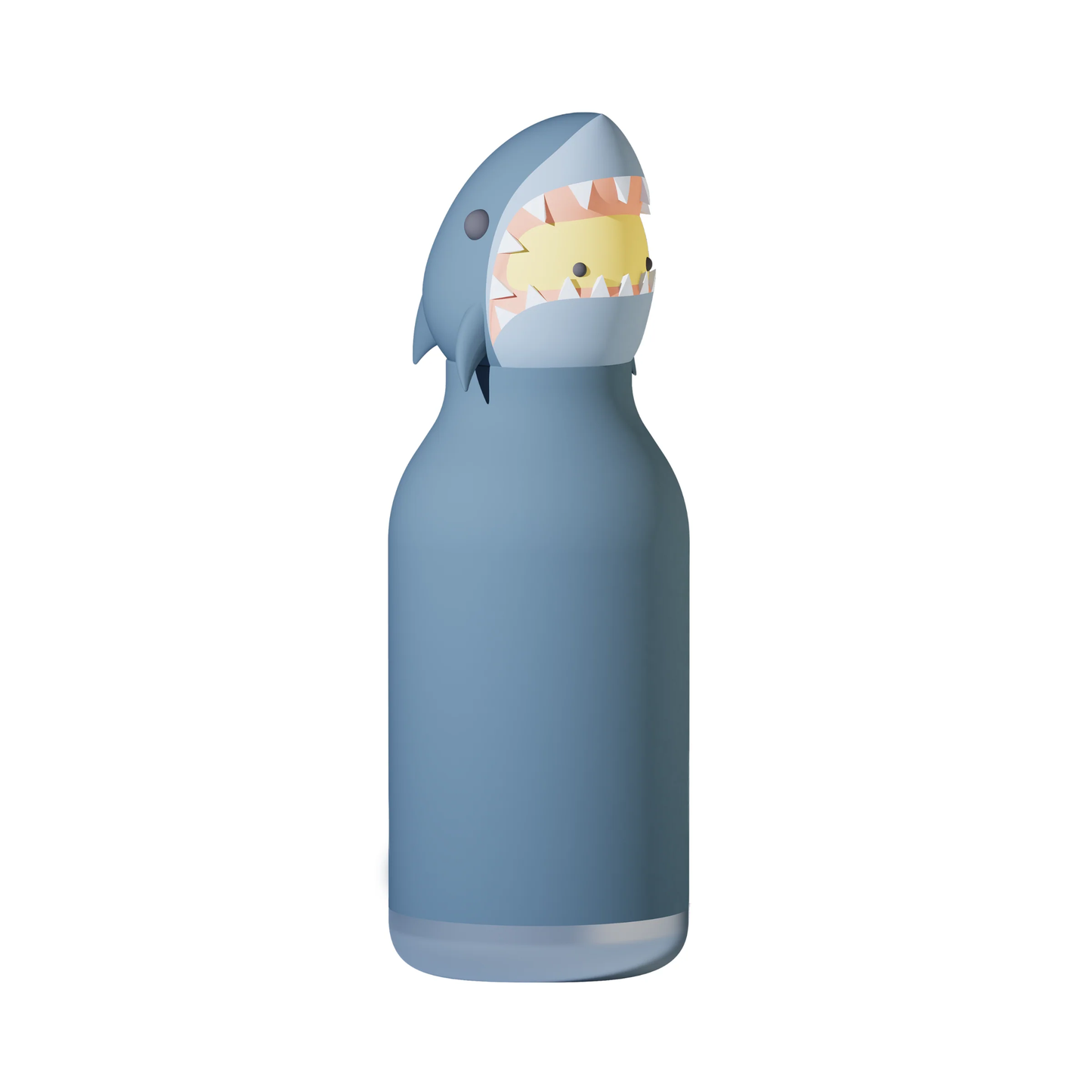 Asobu Bestie Animal Bottle- 16oz, a blue water bottle with a shark head as a lid