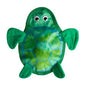 Green turtle dog toy with a blue and green shell pattern