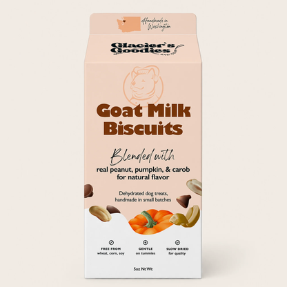 Goat Milk Dog Biscuits — Carob, Peanut & Pumpkin- 5oz