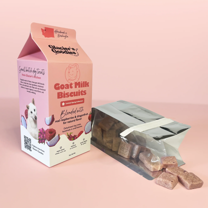 Spring Collection Goat Milk Dog Biscuits – Raspberry & Dragonfruit (Limited)- 5oz