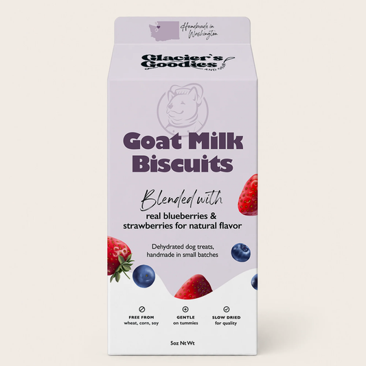 Goat Milk Dog Biscuits — Blueberry & Strawberry- 5oz