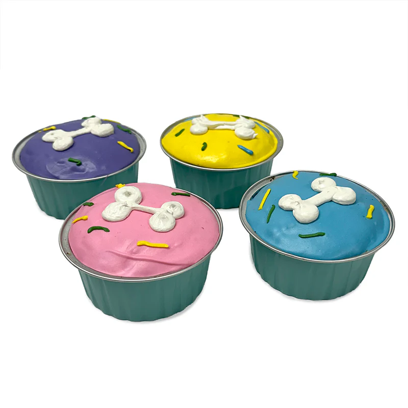 Bubba Rose Biscuit Co Big Es birthday cupcakes with bone shaped icing toppers in teal liners