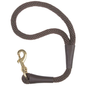 Mendota Pet Snap Traffic Leash handle in brown with brass snap hook
