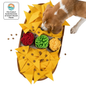 PawzNDogz Cheesy Nachos Snuffle Mat with a beagle sniffing for treats
