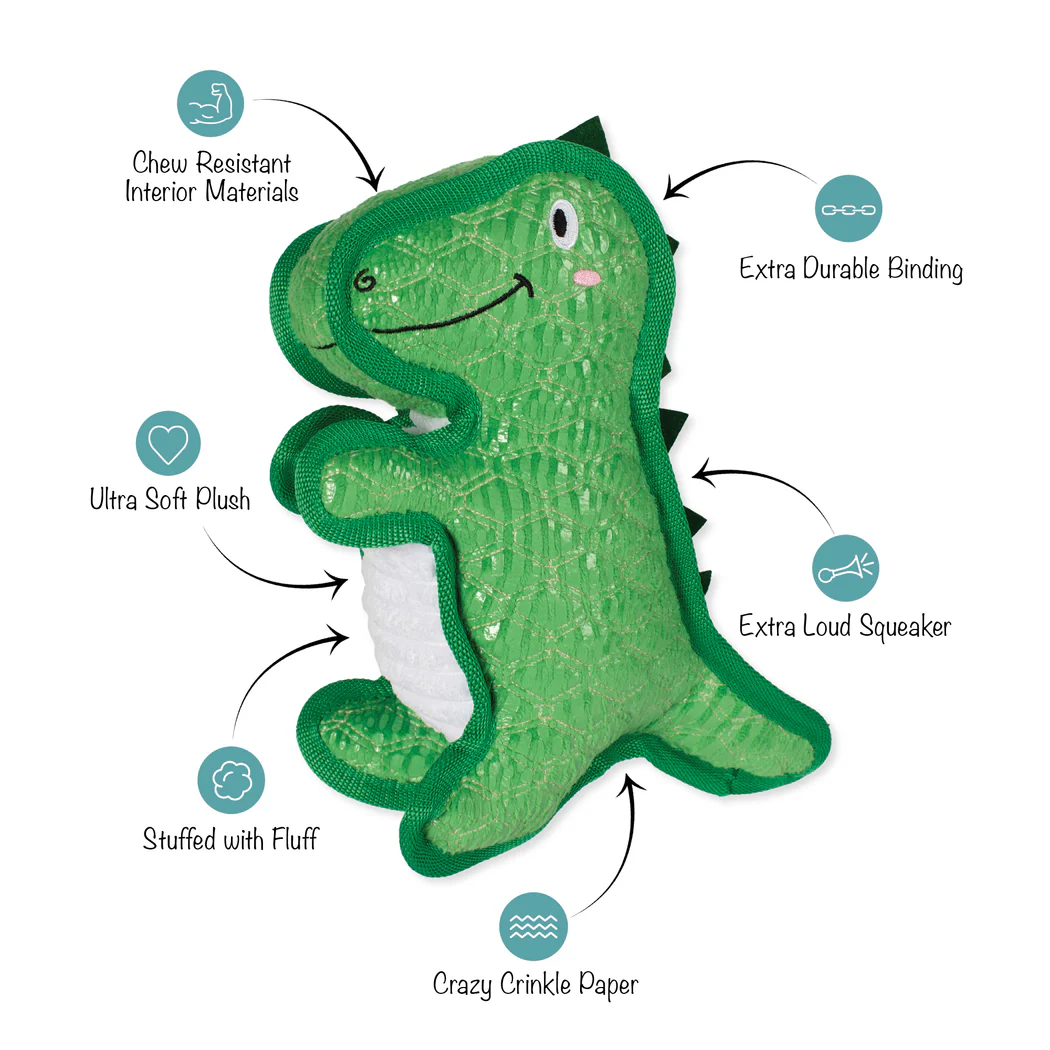 Fringe Studio T WRECKS DURABLE DOG TOY with chew resistant materials and extra loud squeaker
