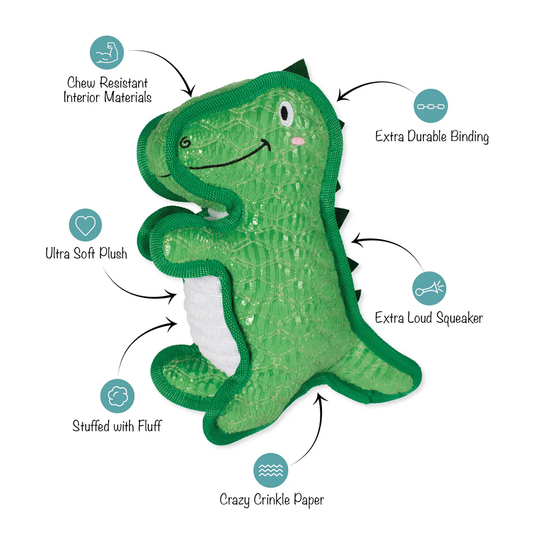 Fringe Studio T WRECKS DURABLE DOG TOY with chew resistant materials and extra loud squeaker