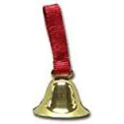 Collar Bells by Leather Brothers with a red strap and a golden bell