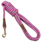 Mendota Pet Long Snap Leash in pink with yellow, blue, and green flecks, 15 feet long