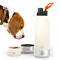 Asobu Barky Bottle- 34oz with a beagle looking at food and water bowls