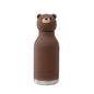 Brown bear water bottle with a silver base