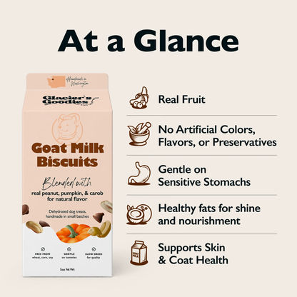 Goat Milk Dog Biscuits — Carob, Peanut & Pumpkin- 5oz