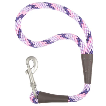 Mendota Pet Snap Traffic Leash in purple and pink with a silver snap hook