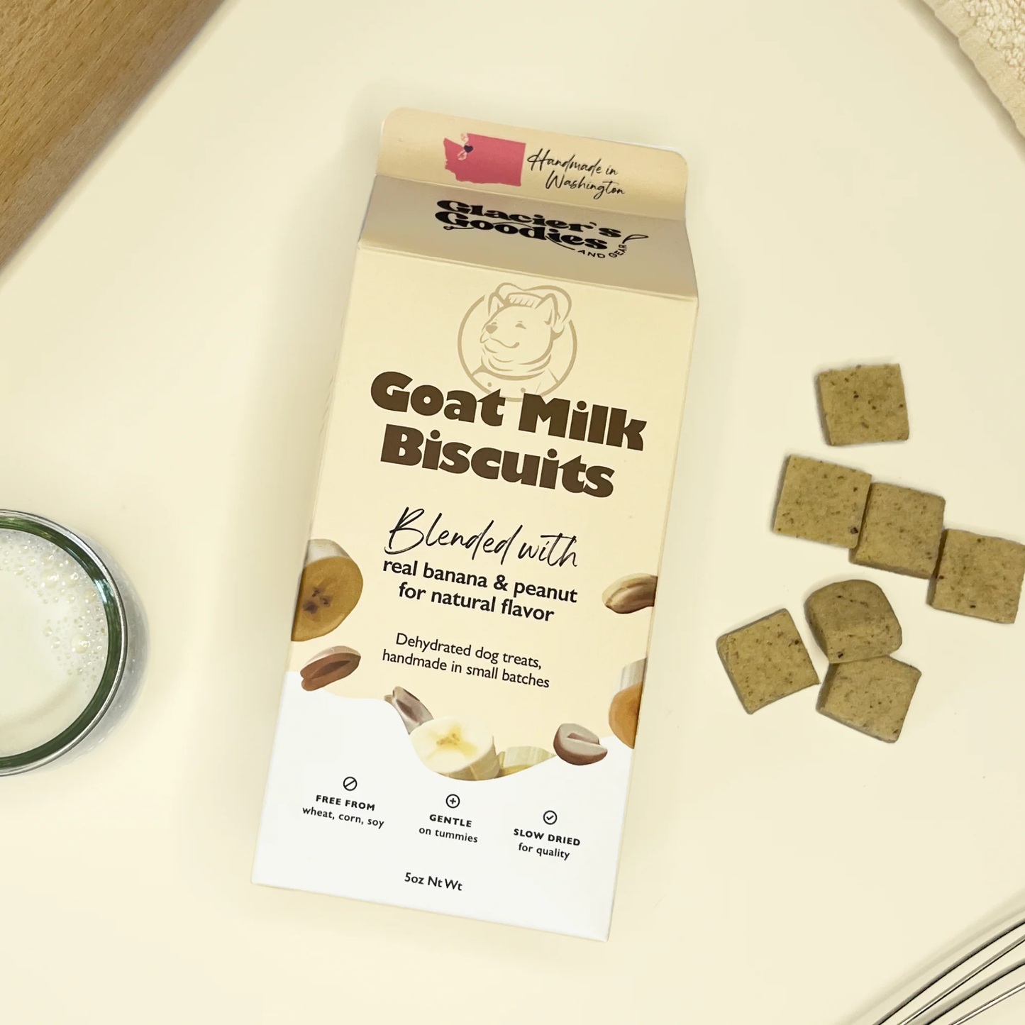 Goat Milk Dog Biscuits — Peanut & Banana- 5oz
