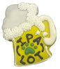 Beer mug shaped dog treat with IPA LOT text and paw print