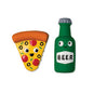 Pizza slice and beer bottle dog toys