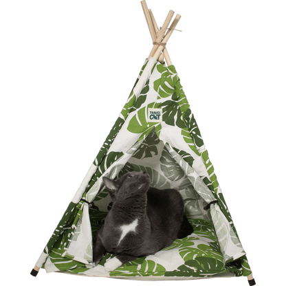 Travel Cat cat teepee with a gray cat inside