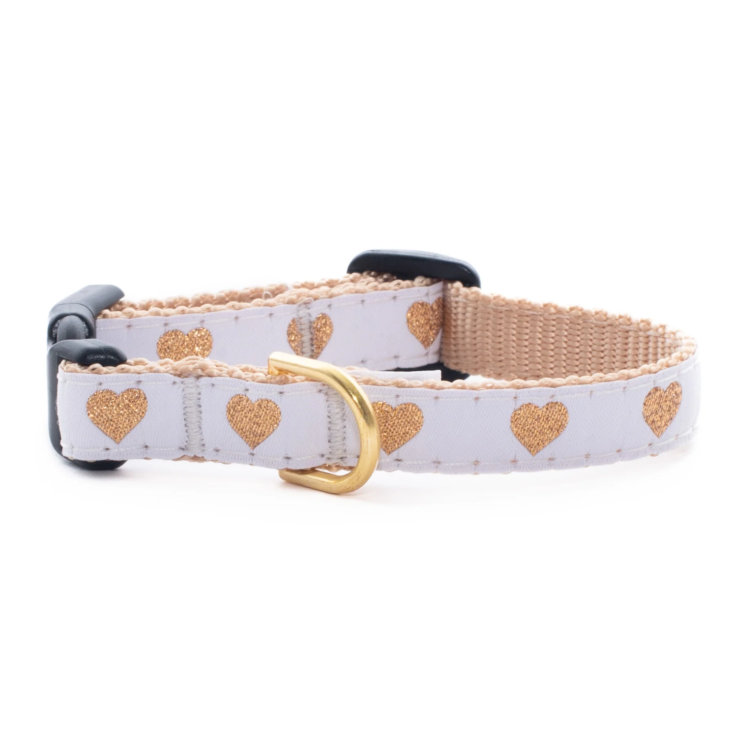 White Heart of Gold Small Breed Dog Collar