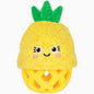 Fringe Studio PINING FOR YOU TPR W/ PLUSH DOG TOY, a yellow pineapple plush toy with a plastic base