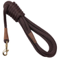 Mendota Pet Long Snap Leash, 15 feet, brown rope with brass snap hook