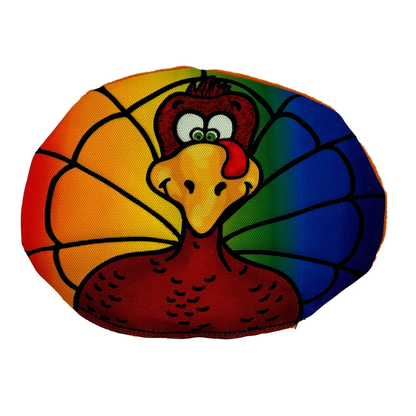 American Dog Rainbow/Pride Collection turkey toy with rainbow feathers