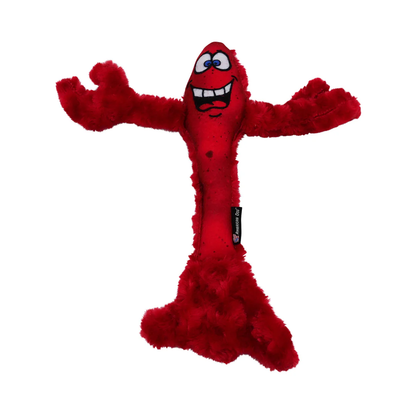 American Dog Nuggles Toys red plush lobster dog toy with a smiling face