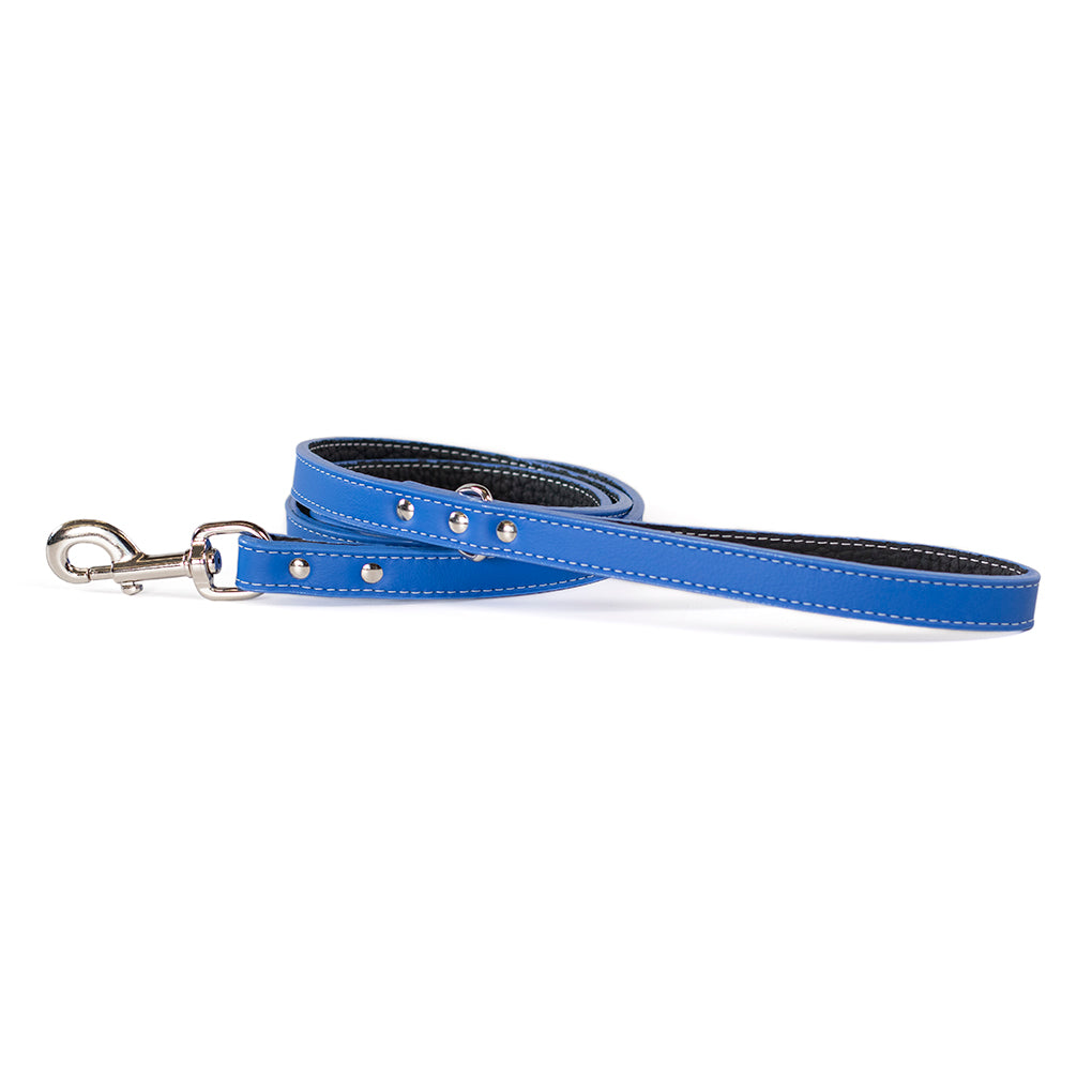 Auburn Leather Tuscan leash in blue with silver hardware