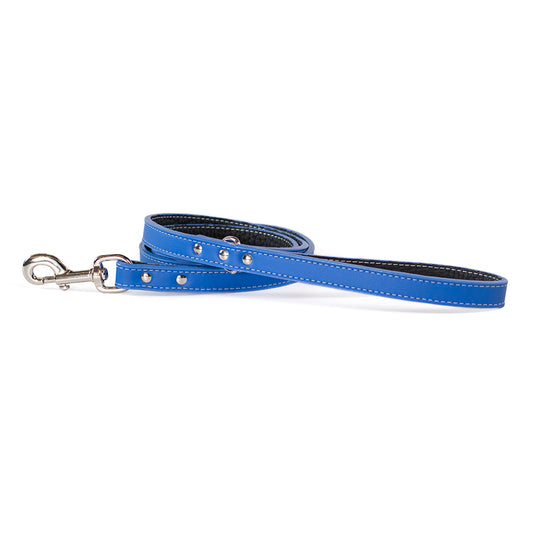 Auburn Leather Tuscan leash in blue with silver hardware
