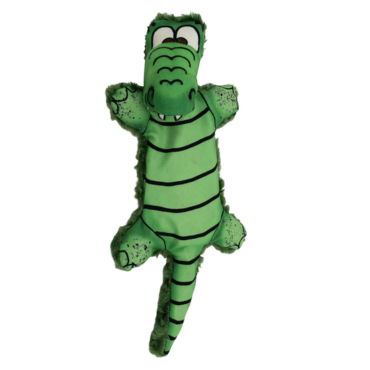 American Dog Nuggles Toys green alligator plush toy with black stripes