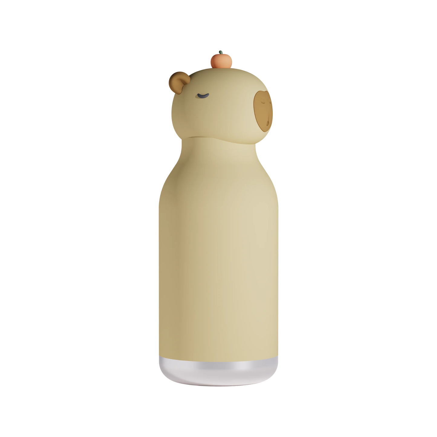 Capybara water bottle with a small orange fruit on its head