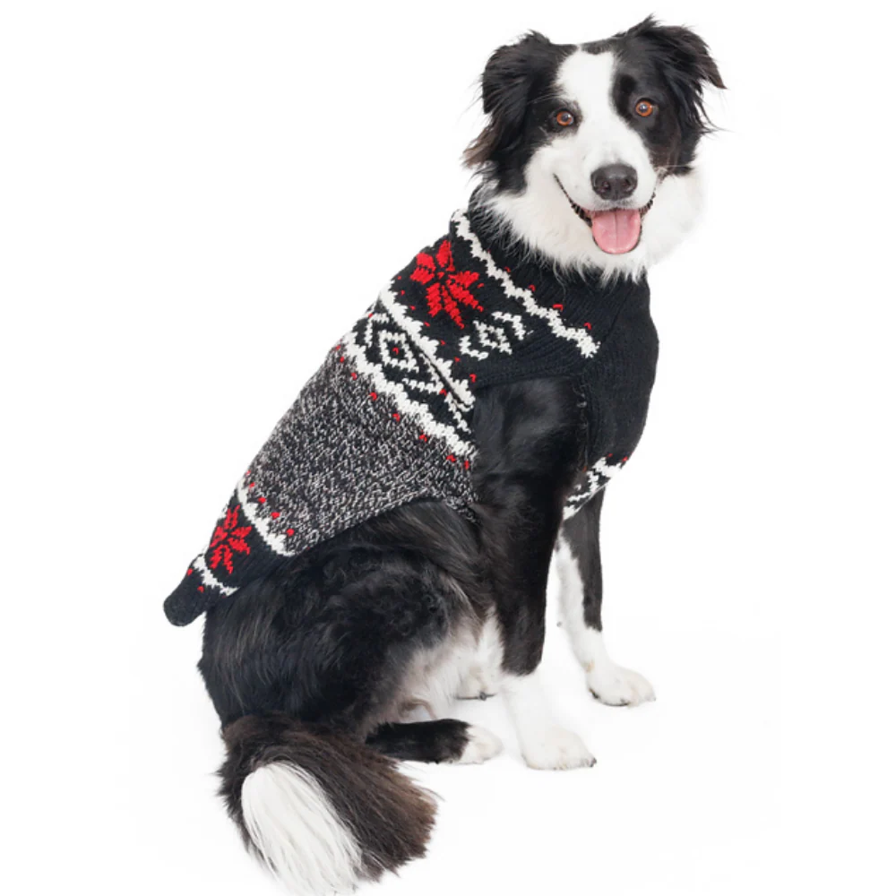 Black Nordic Snowflake Dog Sweater