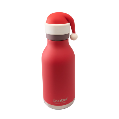 Asobu Bestie Animal Bottle 16oz in red with a Santa hat lid