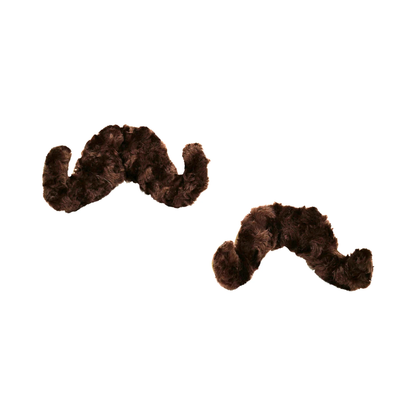 American Dog Hybrid Toys- Nylon and Fleece, two brown plush mustache toys