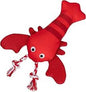 Red lobster dog toy with rope claws