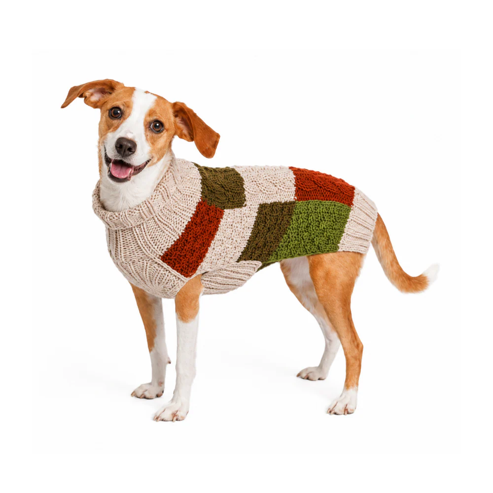 Patchwork Wool Cable Dog Sweater