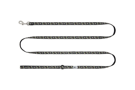 RC Pet Products Petite Leash Patterned in black with small colorful flowers and leaves