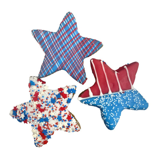 Patriotic Cookies - Red, White and Blue Stars (Case of 12)