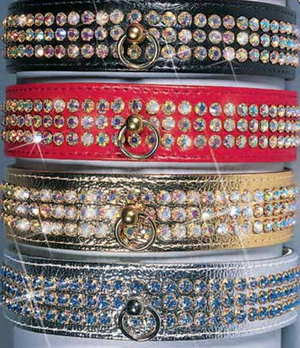 Majestic™ Collars (Jeweled Velvet with Taper, Three Rows & Post)