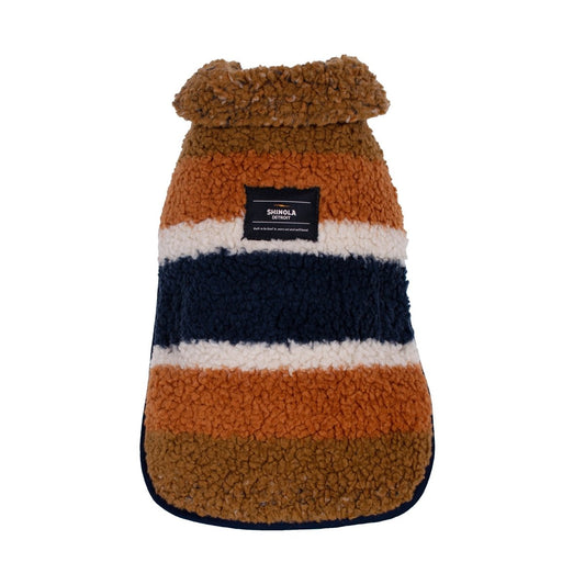 Shinola Brand Stripe Berber Dog Coat Rust